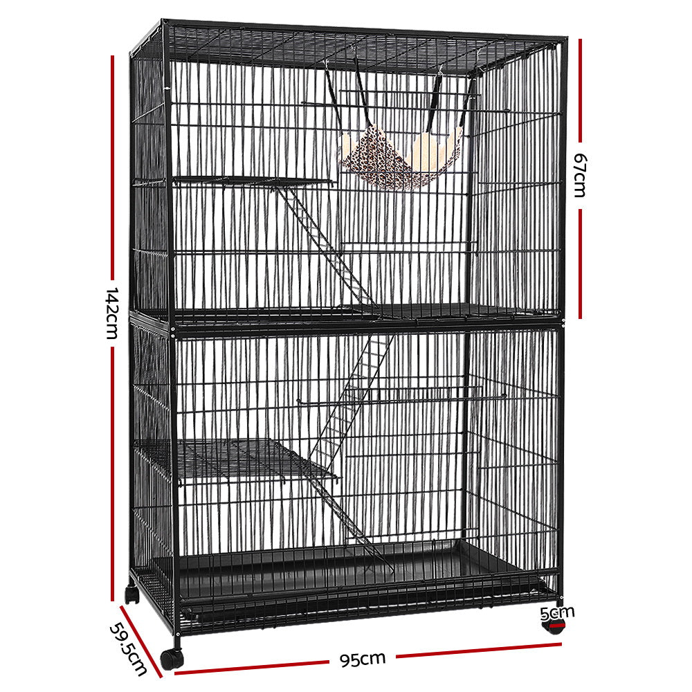 NNEDSZ 4 Level Rabbit Cage Bird Ferret Parrot Aviary Cat Hamster Castor 142cm