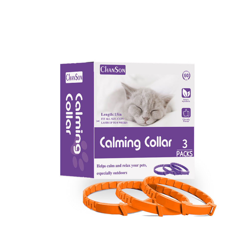 NNEDSZ Oange Calming Collars for Cats - Natural Anxiety Relief, Adjustable, 3 Pack (2 set/6PCS)